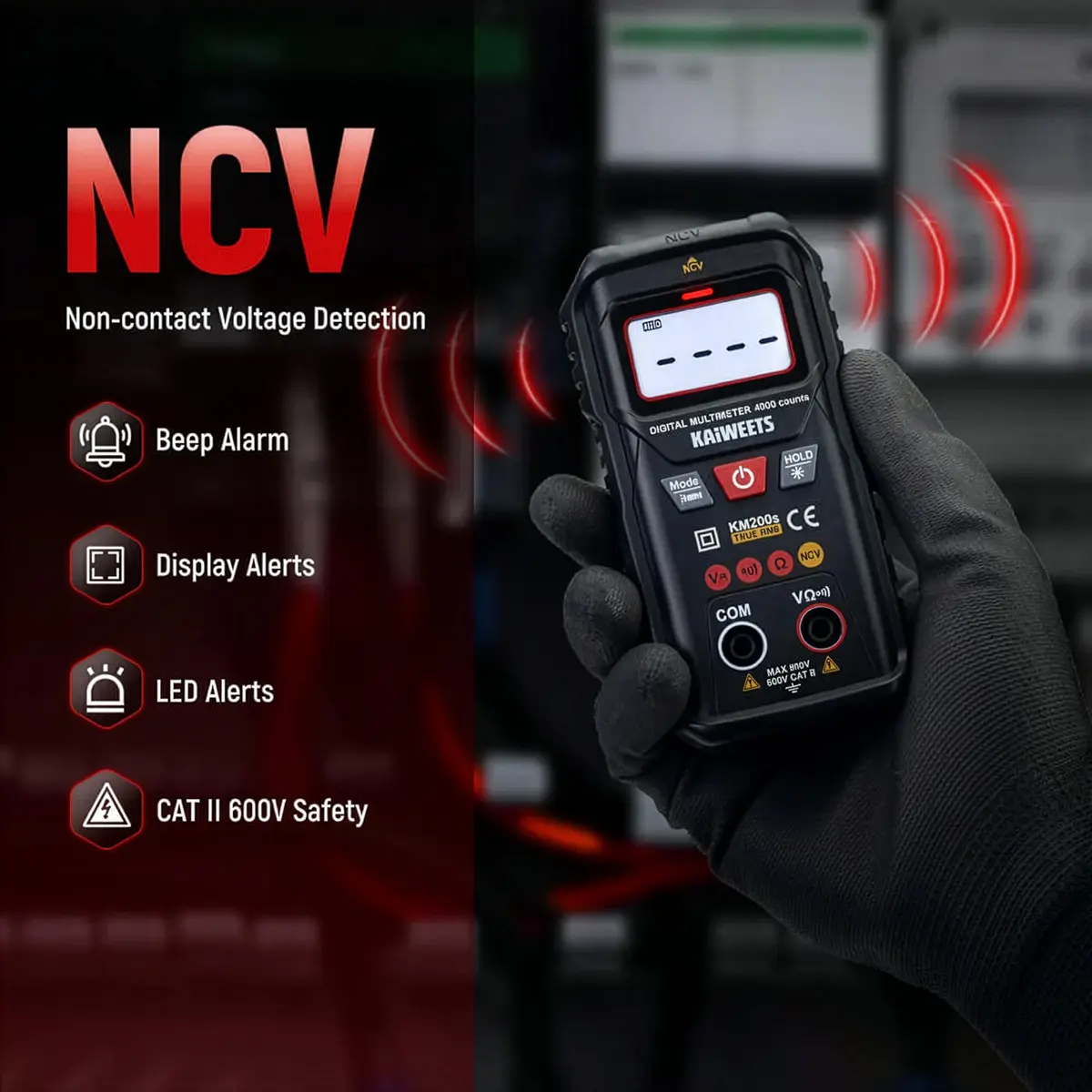 Multimètre Kaiweets KM200S – Détection de tension sans contact