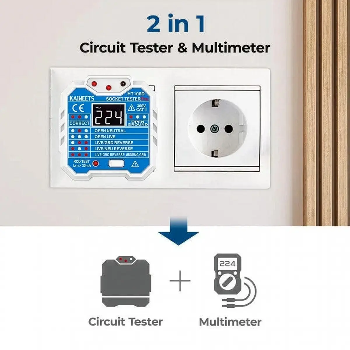 Testeur de circuit Kaiweets HT106D – Appareil deux en, un testeur et multimètre