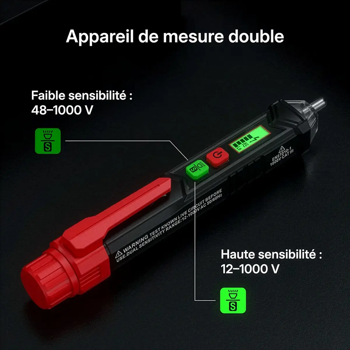 Testeur de tension Kaiweets HT100 – Double sensibilité