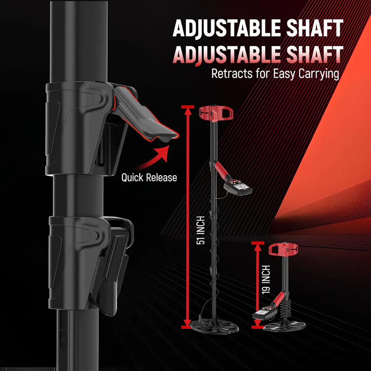 Kaiweets détecteur de métaux Explorer-X-III - Hauteur ajustable 48 à 130 cm