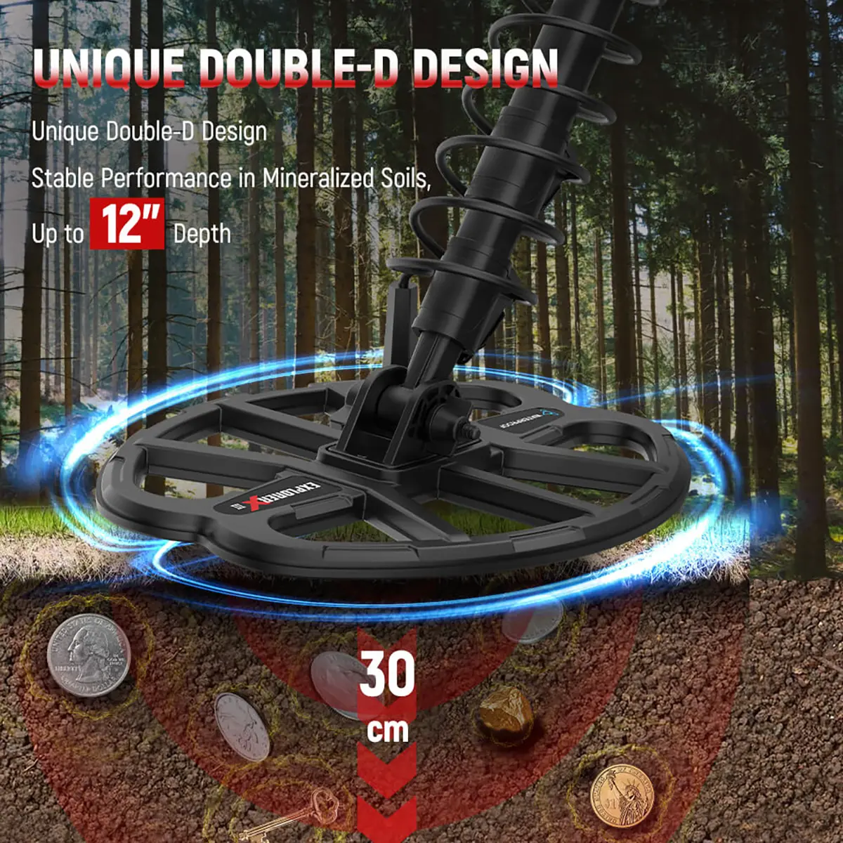 Kaiweets détecteur de métaux Explorer-X-III - Détection jusqu'à 30 cm